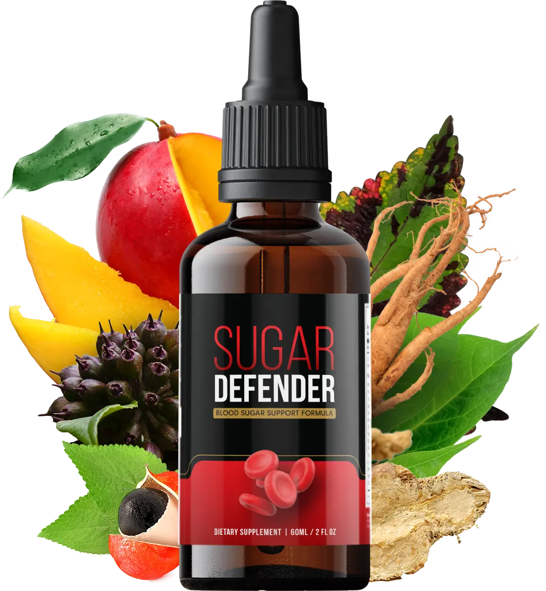 Sugar Defender dietary supplement dropper bottle with botanical ingredients